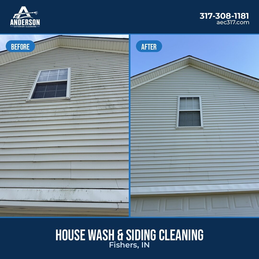 House washing before and after result in Fishers, IN