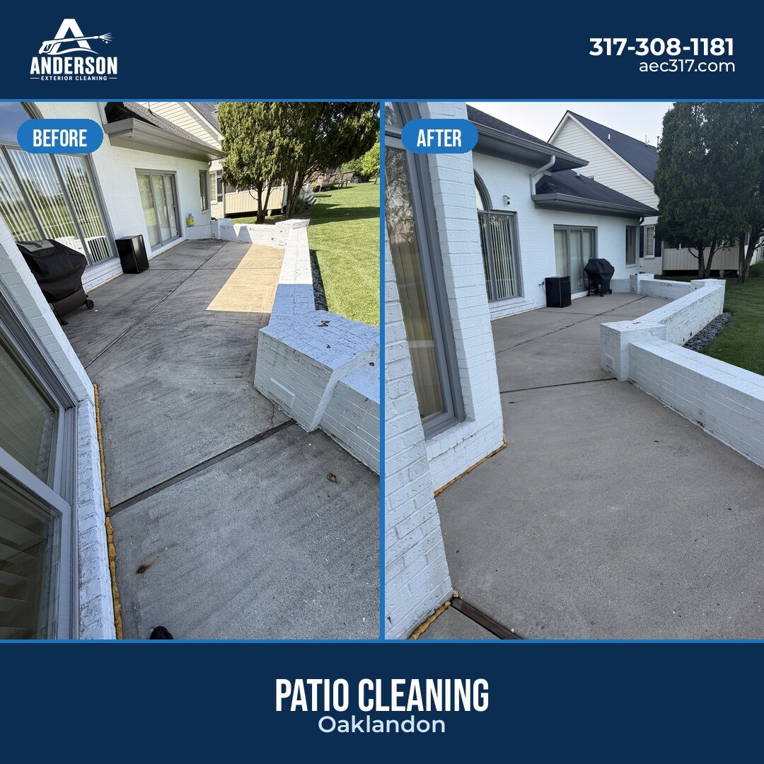 Patio cleaning before and after result in Oaklandon