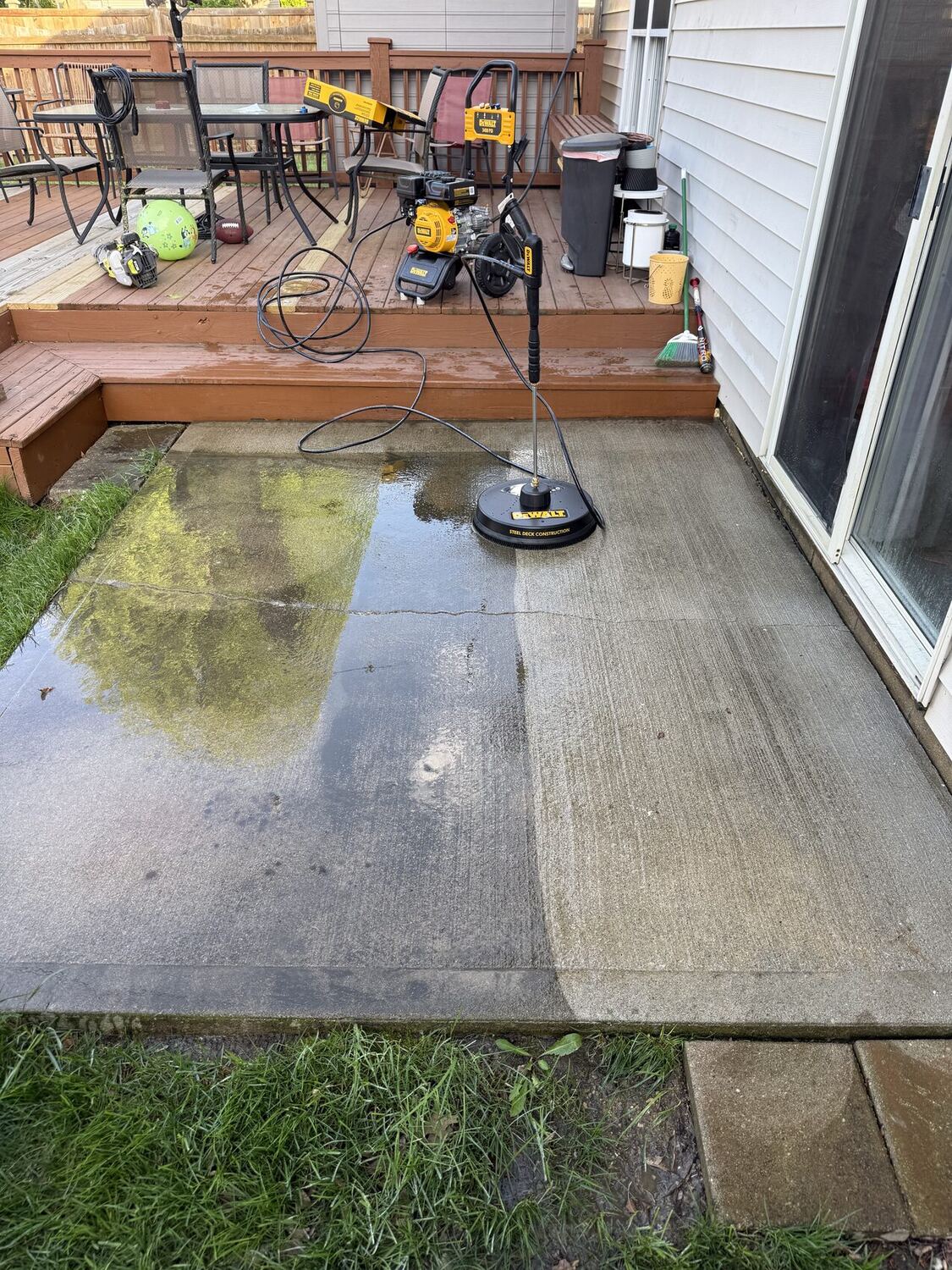 Surface cleaning a concrete patio