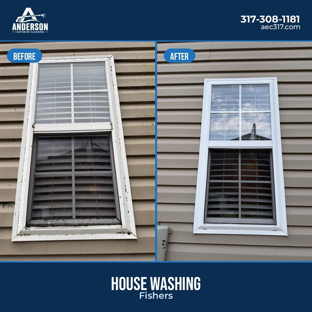 House washing detail near a window